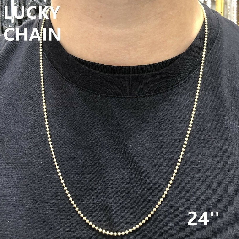 24" 925 STERLING SILVER GOLD MOON CUT CHAIN NECKLACE 2MM 7g